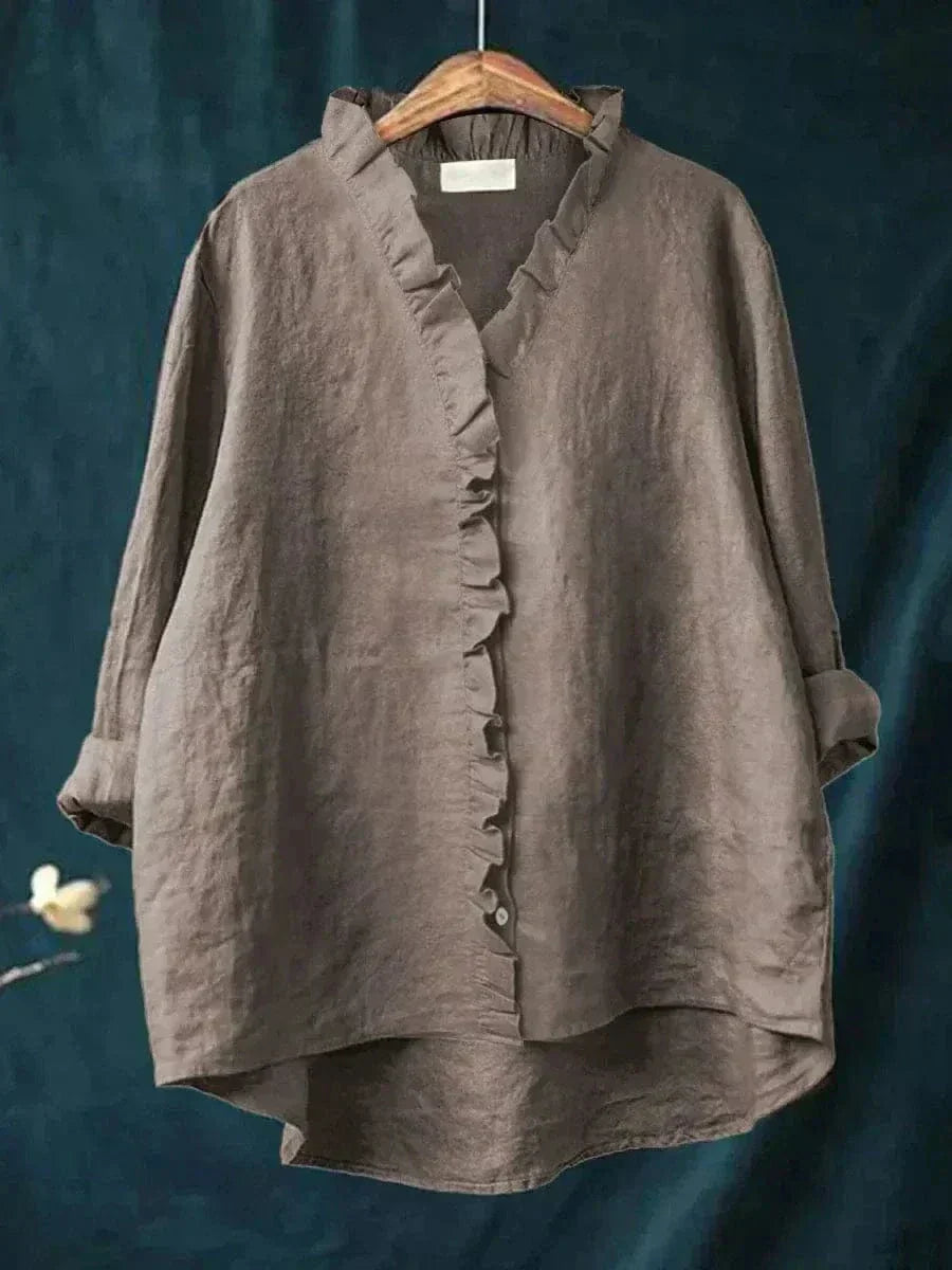 Women's Blouse | Ruffle Trim & Breathable Loose Fit