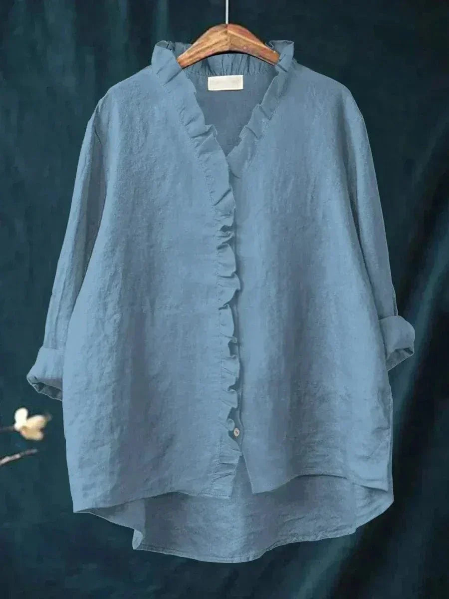 Women's Blouse | Ruffle Trim & Breathable Loose Fit