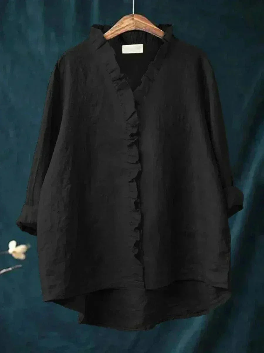 Women's Blouse | Ruffle Trim & Breathable Loose Fit