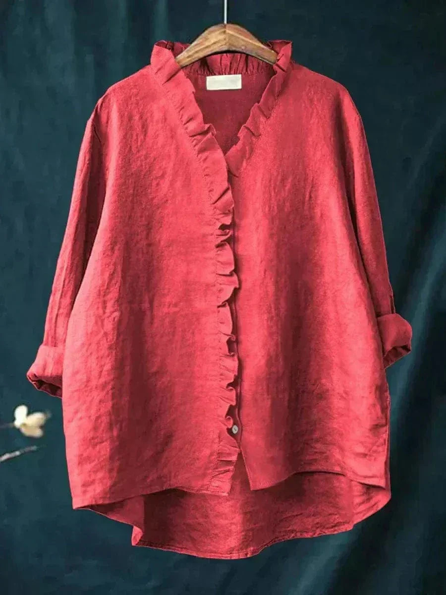 Women's Blouse | Ruffle Trim & Breathable Loose Fit