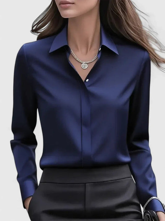 Women's Blouse | Satin Finish Button Through Shirt