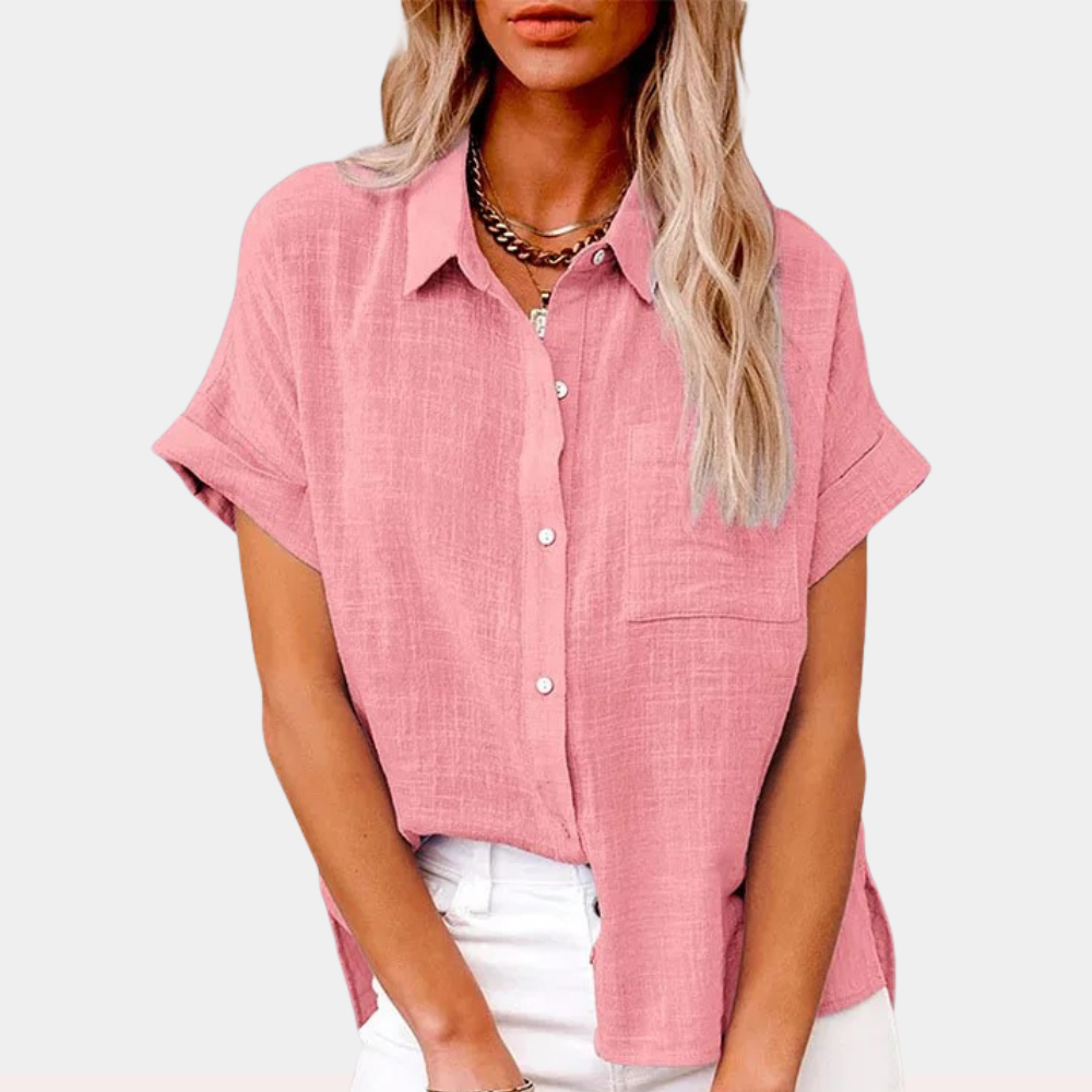 Women's Blouse | Short Sleeve Button-Down with Chest Pocket