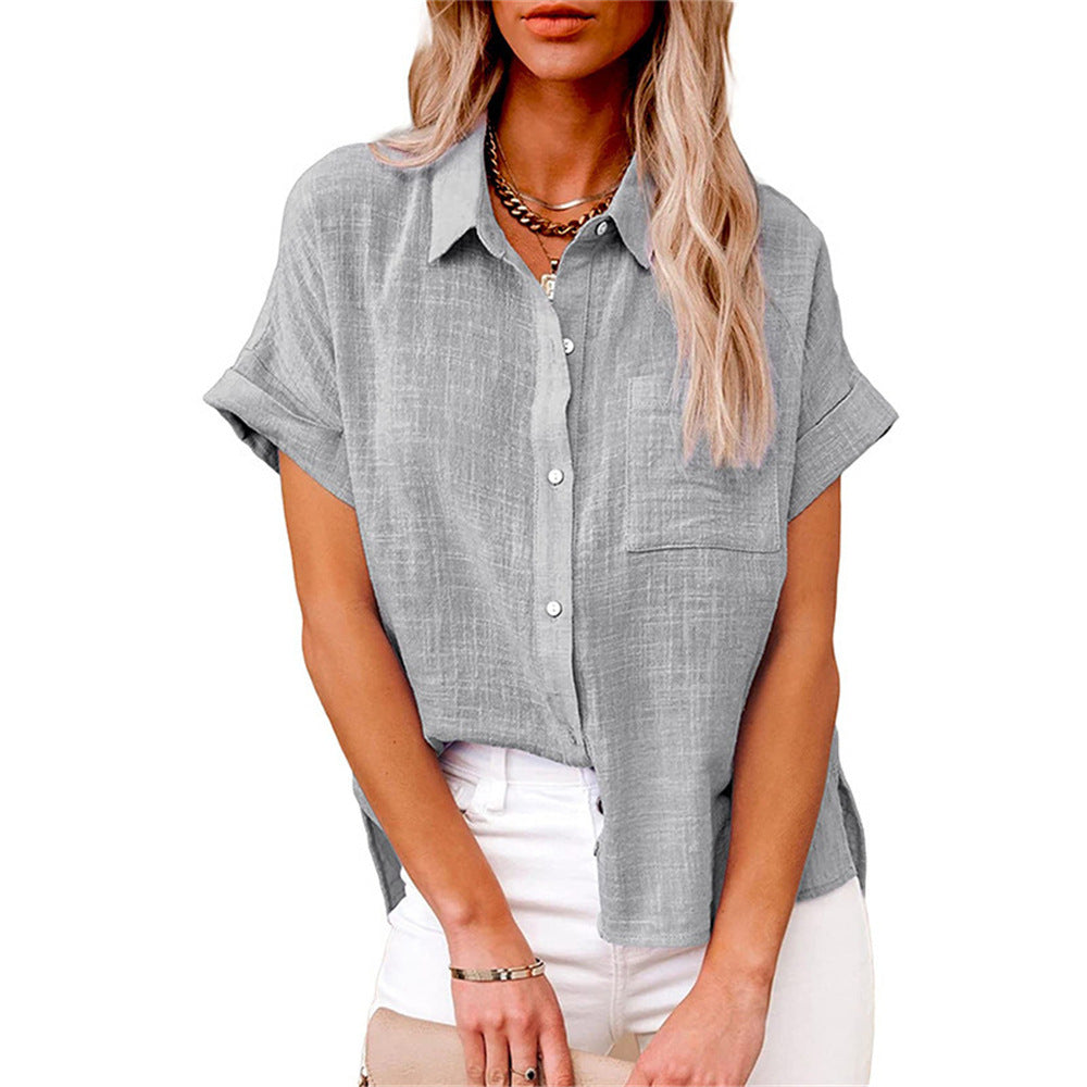 Women's Blouse | Short Sleeve Button-Down with Chest Pocket