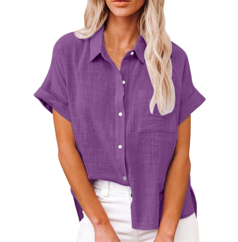 Women's Blouse | Short Sleeve Button-Down with Chest Pocket
