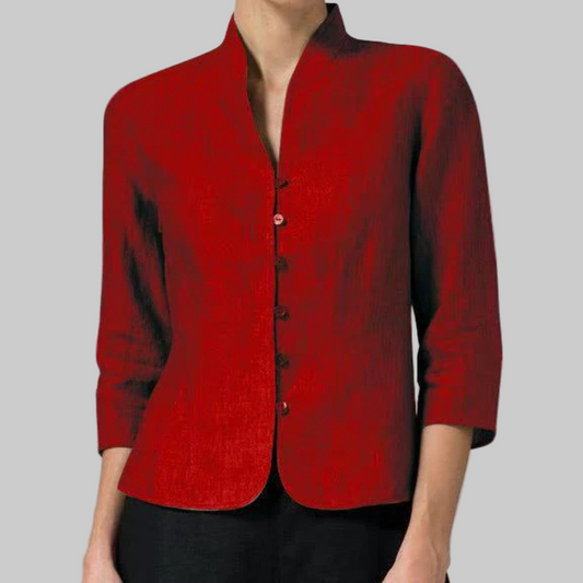 Women's Blouse | Stand Collar Button-Up