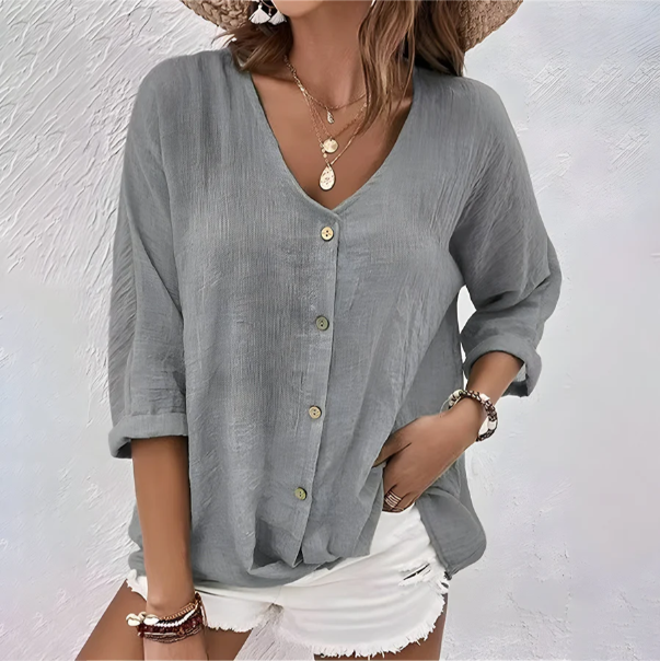 Women's Blouse | V-Neck Button-Up Design