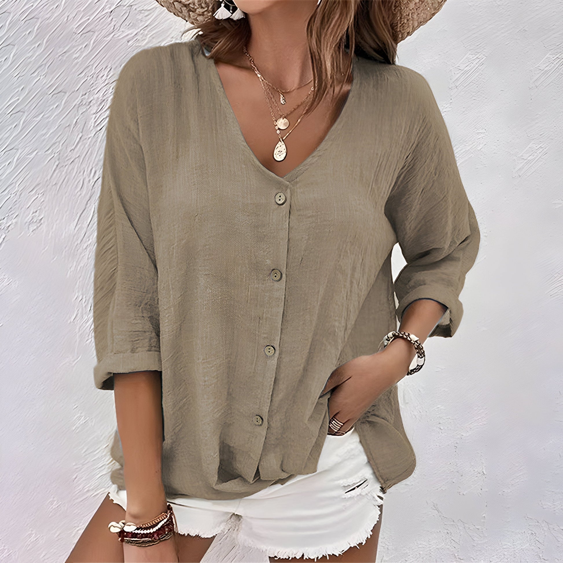 Women's Blouse | V-Neck Button-Up Design