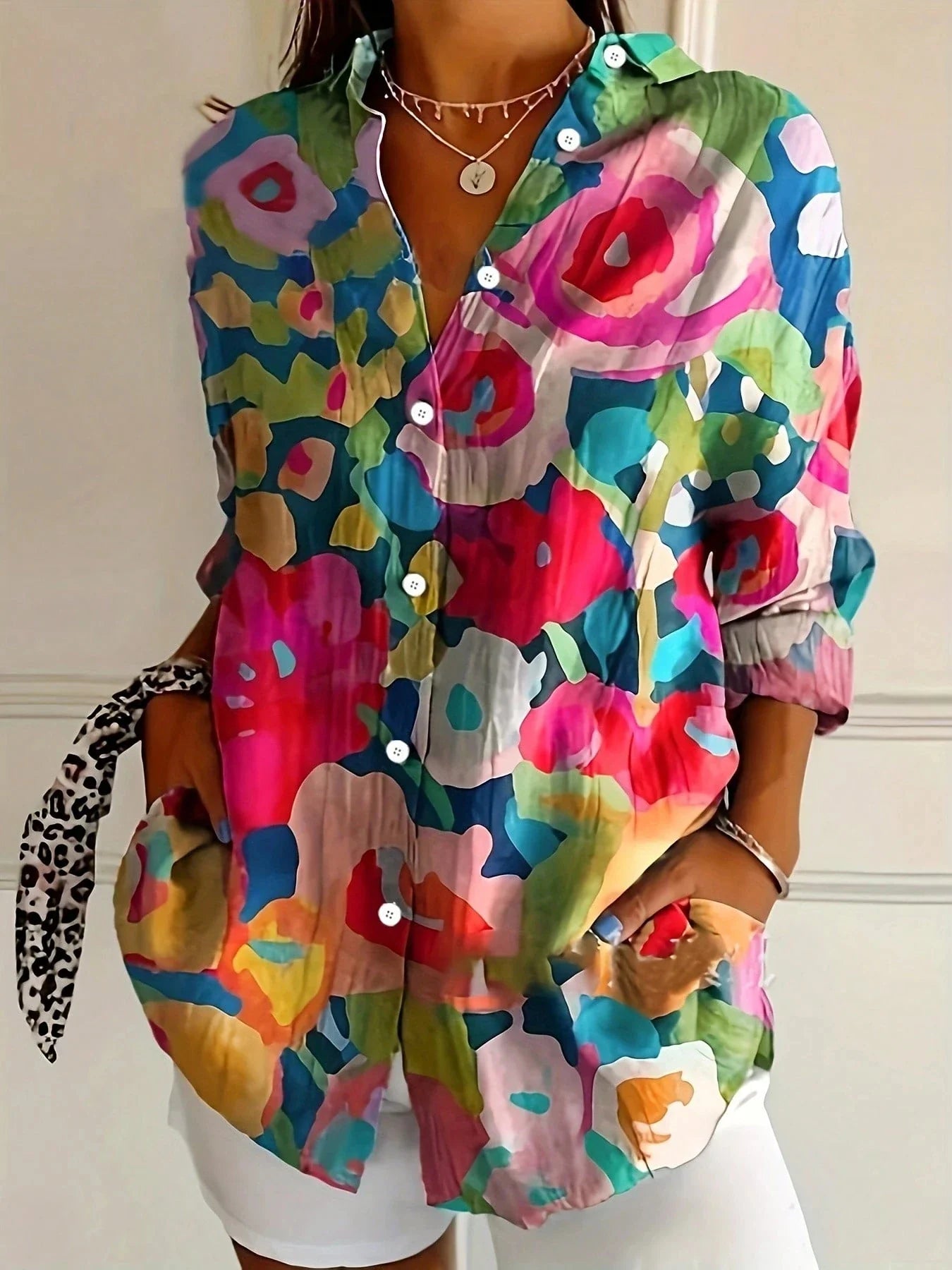 Women's Blouse | Vibrant Print Button-Down