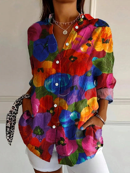 Women's Blouse | Vibrant Print Button-Down
