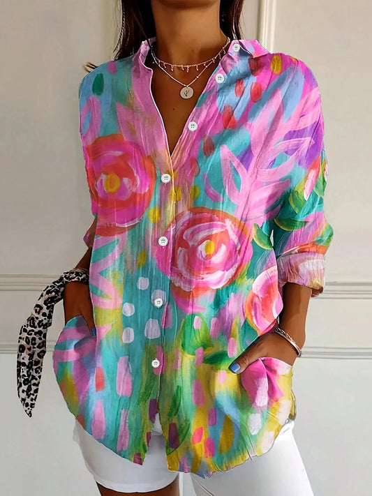 Women's Blouse | Vibrant Print Button-Down