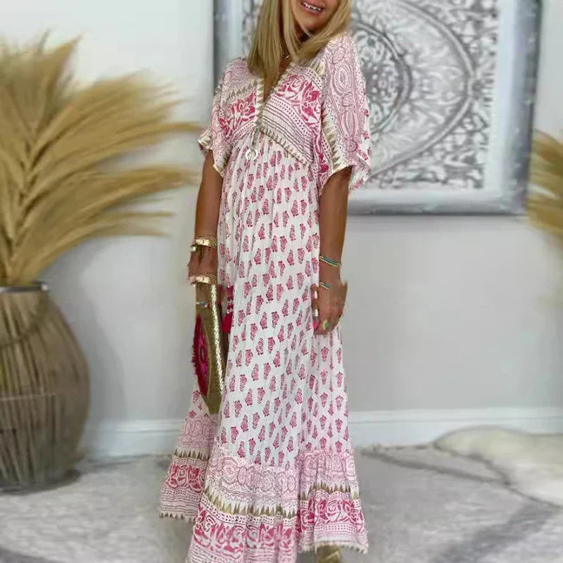 Women's Boho Maxi Dress | Paisley Print & Effortless Summer Charm