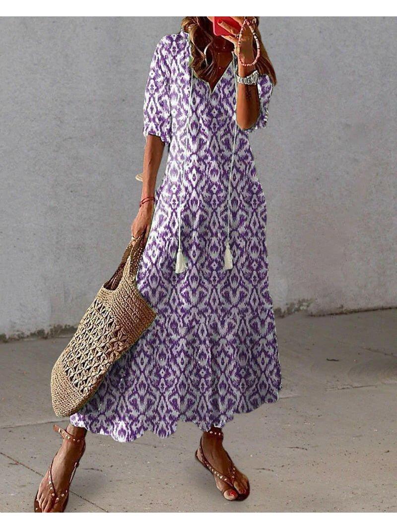 Women's Boho Midi Dress | Printed Flowy & Relaxed Summer Style