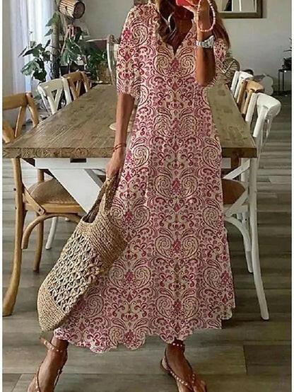 Women's Boho Midi Dress | Printed Flowy & Relaxed Summer Style