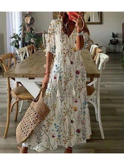 Women's Boho Midi Dress | Printed Flowy & Relaxed Summer Style