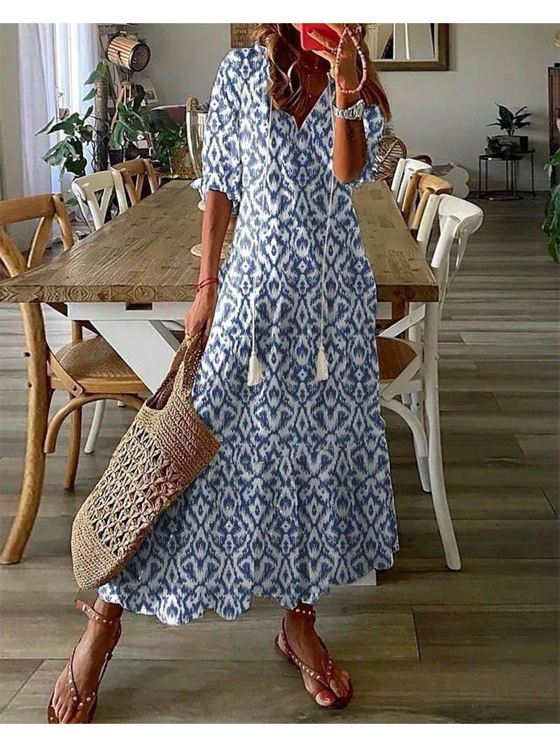 Women's Boho Midi Dress | Printed Flowy & Relaxed Summer Style