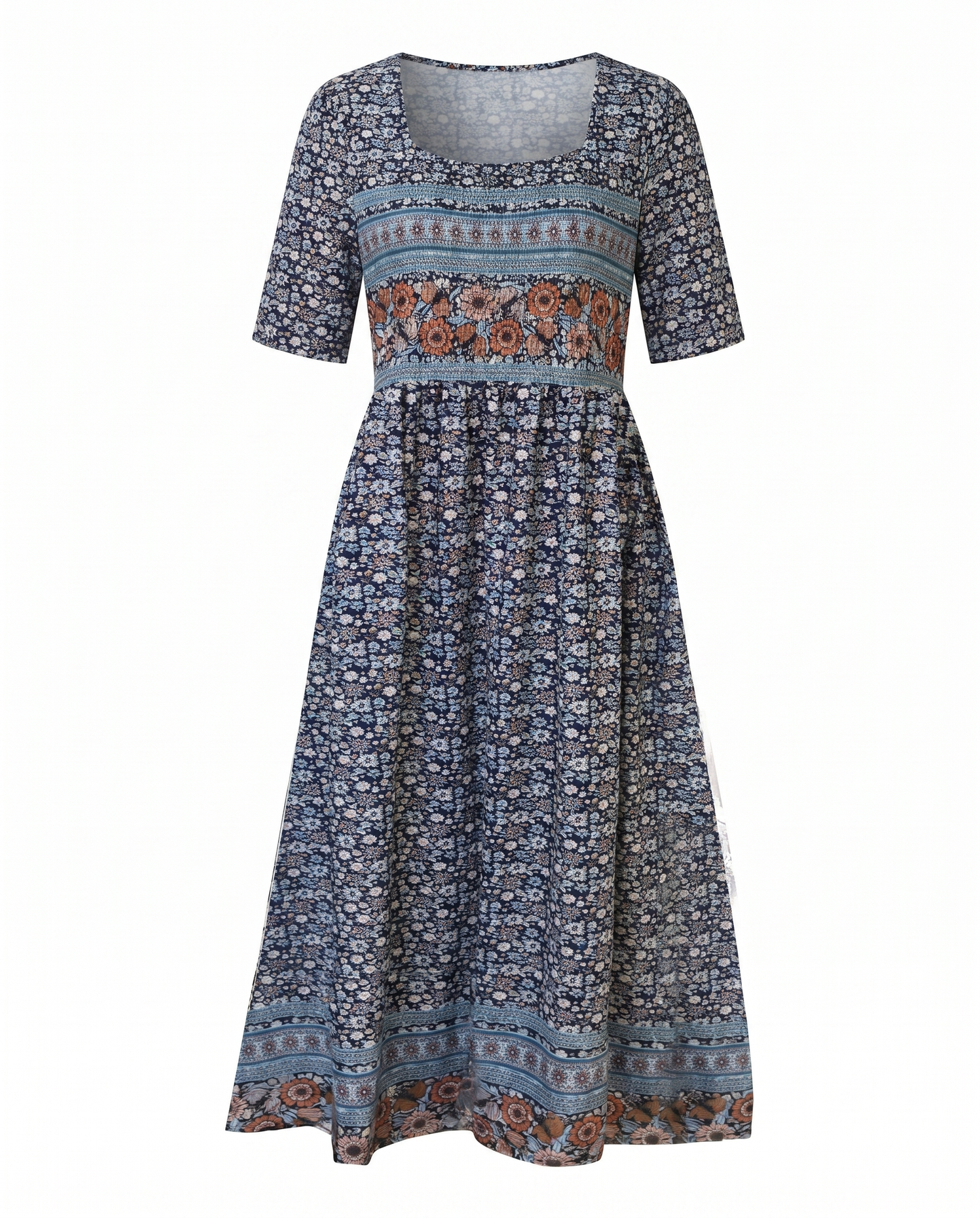 Women's Boho Midi Dress | Vintage Ethnic Print & Relaxed Summer Style