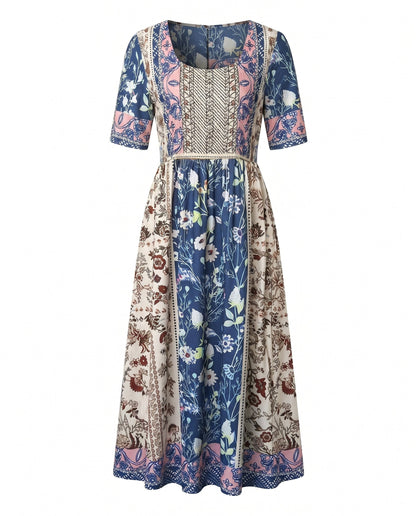 Women's Boho Midi Dress | Vintage Ethnic Print & Relaxed Summer Style