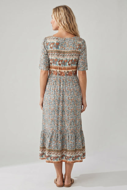 Women's Boho Midi Dress | Vintage Ethnic Print & Relaxed Summer Style