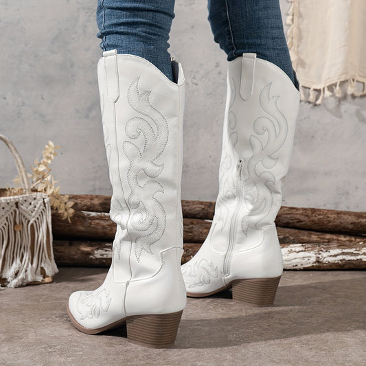 Women's Boots | Contrast Stitch Shaft, Pointed Western Toe