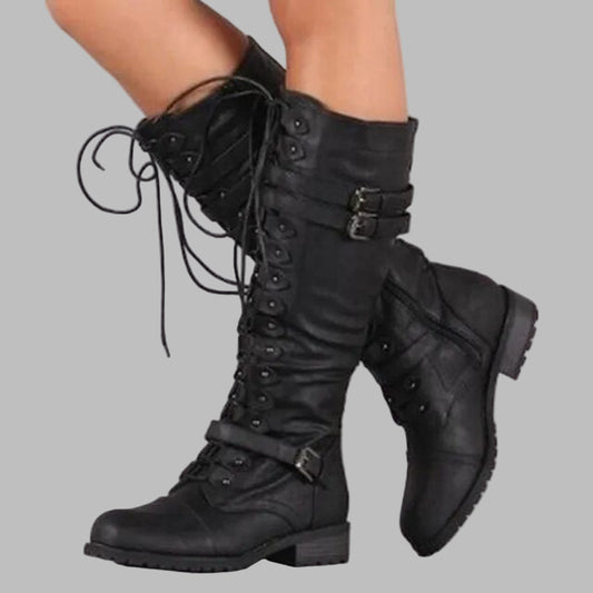 Women's Boots | Full Lace-Up Front And Twin Buckle Straps