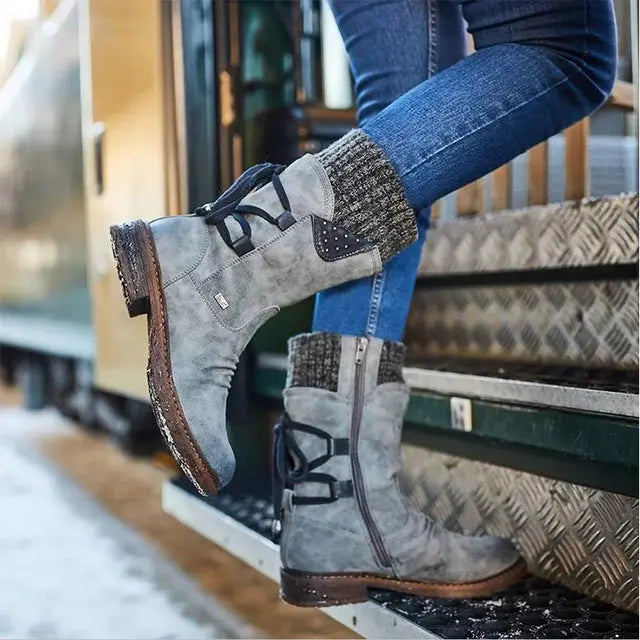 Women's Boots | Ribbed Turn-Down Cuff And Side Zip Fastening