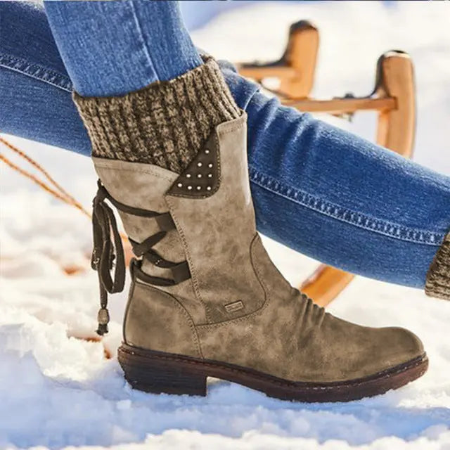 Women's Boots | Ribbed Turn-Down Cuff And Side Zip Fastening