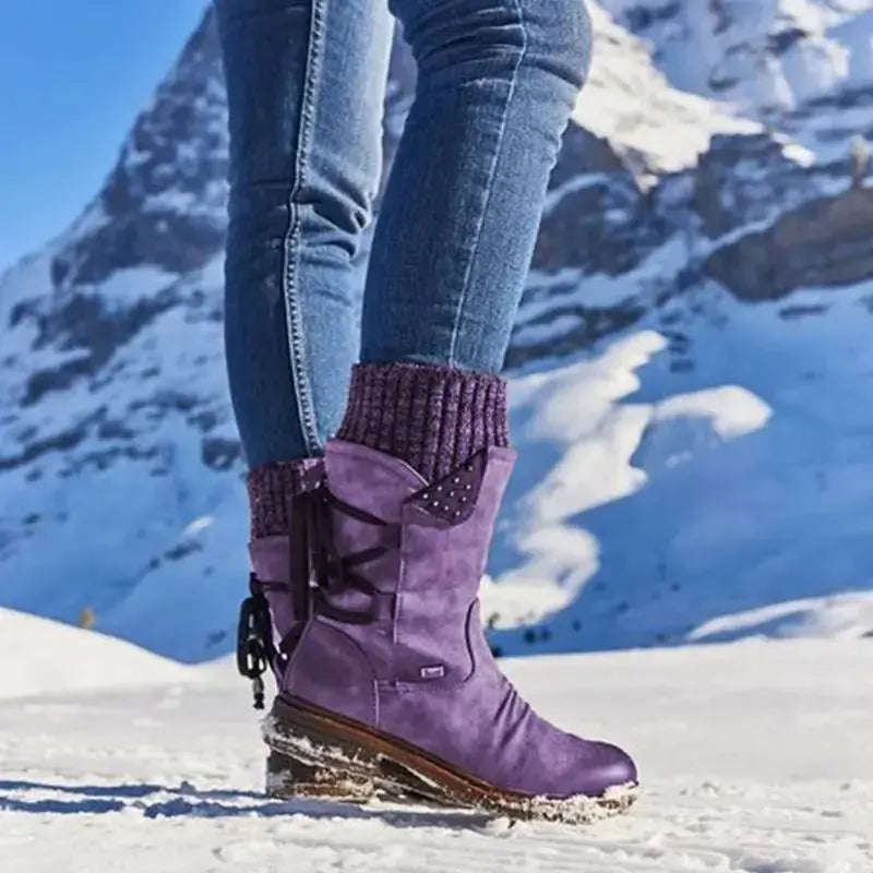 Women's Boots | Ribbed Turn-Down Cuff And Side Zip Fastening