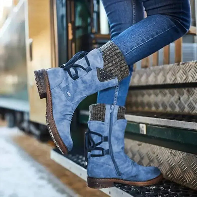 Women's Boots | Ribbed Turn-Down Cuff And Side Zip Fastening
