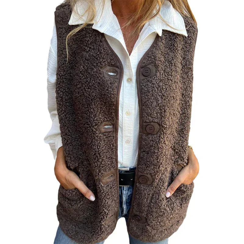 Women's Buttoned Cardigan Vest | Warm & Sleeveless Design