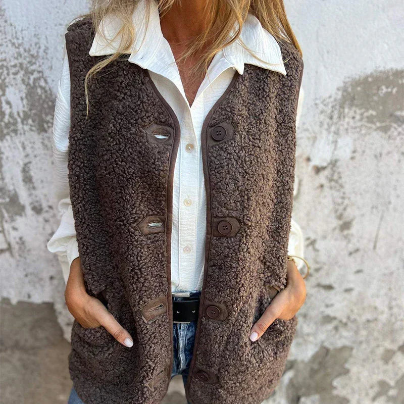 Women's Buttoned Cardigan Vest | Warm & Sleeveless Design
