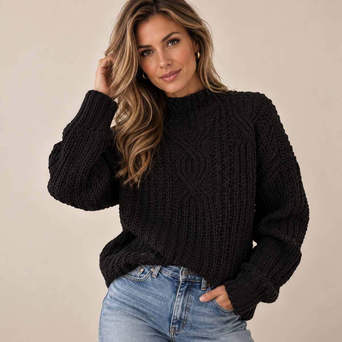 Women's Cable Knit Sweater | Relaxed Fit & Versatile Style