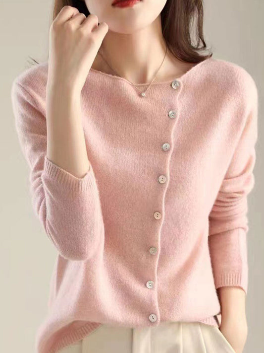 Women's Cardigan | Asymmetric Button Placket, Full Front