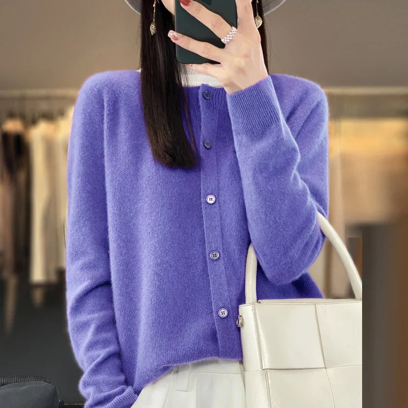 Women's Cardigan | Button-Front, Ribbed Trim Knit