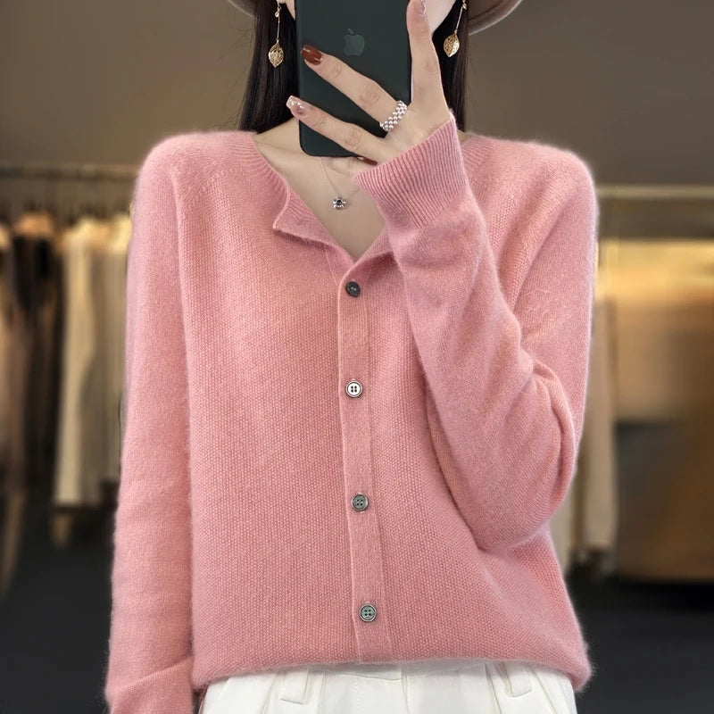 Women's Cardigan | Button-Front, Ribbed Trim Knit