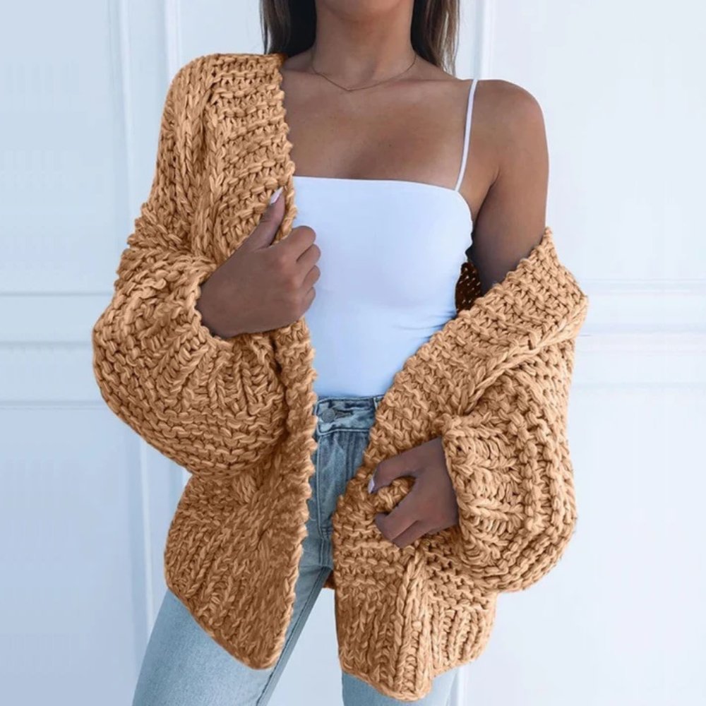 Women's Cardigan | Chunky Texture, Open Front, Full Sleeves