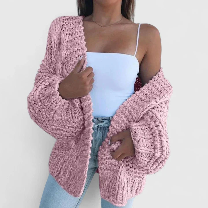 Women's Cardigan | Chunky Texture, Open Front, Full Sleeves