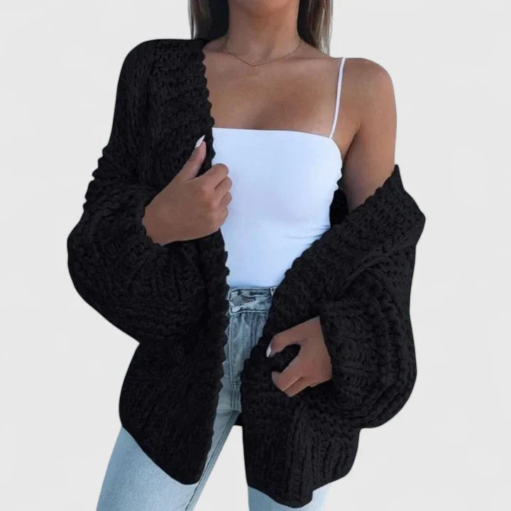 Women's Cardigan | Chunky Texture, Open Front, Full Sleeves