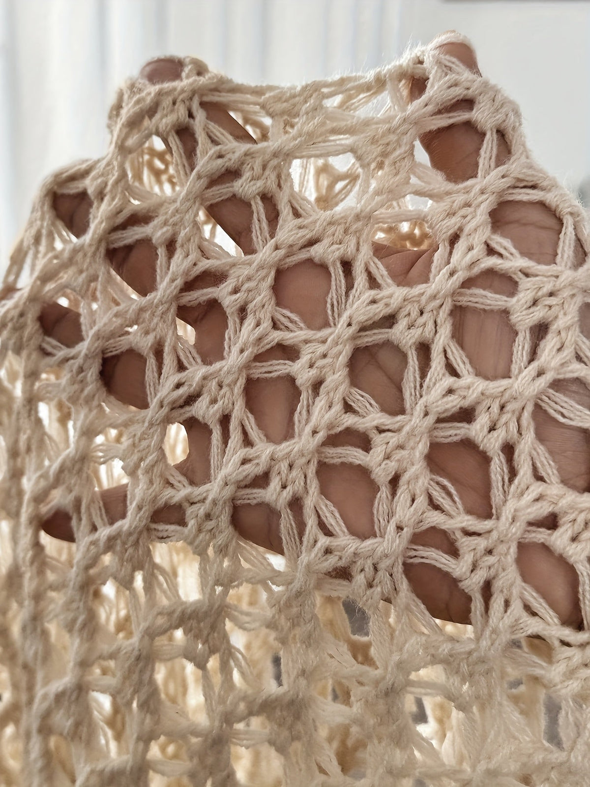 Women's Cardigan | Open Weave, Draped Front, Batwing Sleeves