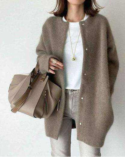 Women's Cardigan | Round Neck, Longline Button Front