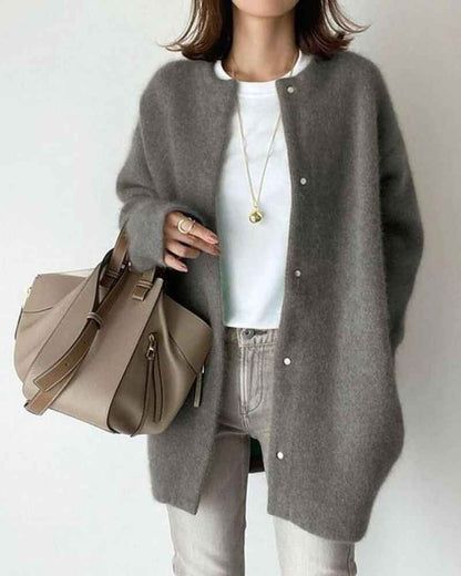Women's Cardigan | Round Neck, Longline Button Front