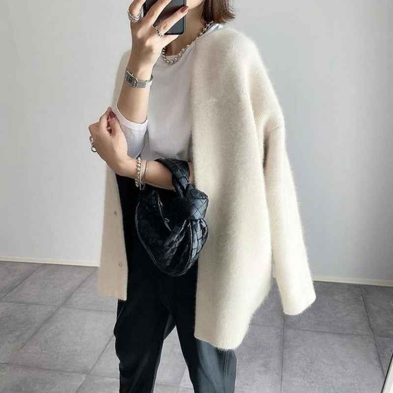 Women's Cardigan | Round Neck, Longline Button Front