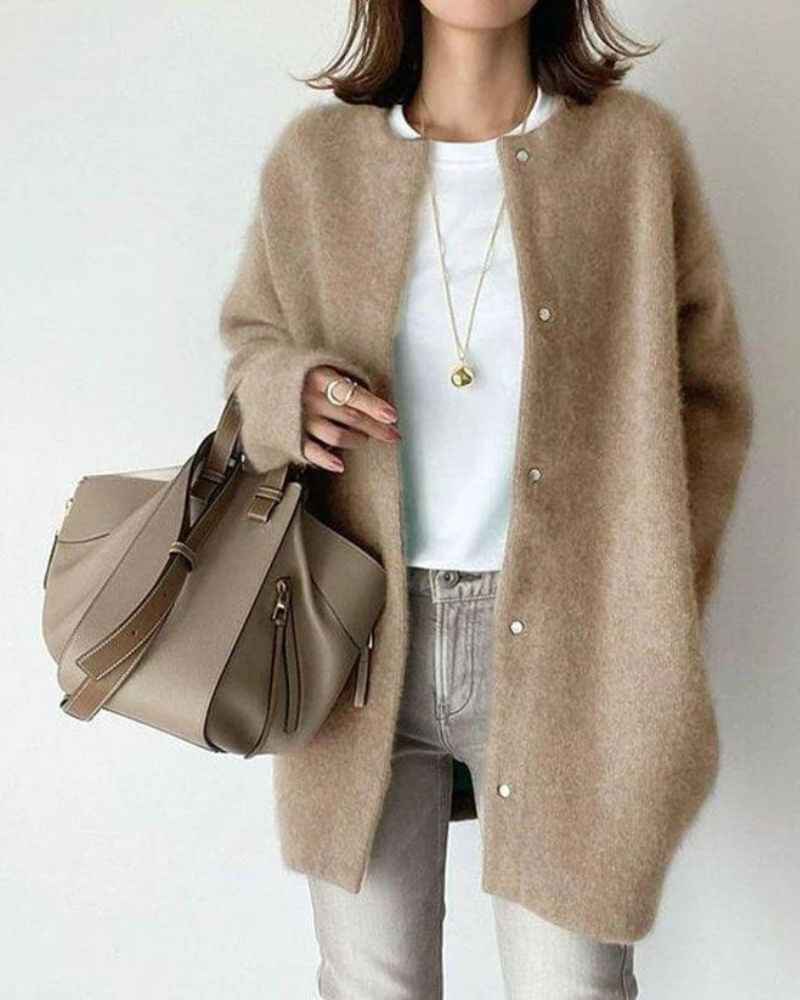 Women's Cardigan | Round Neck, Longline Button Front
