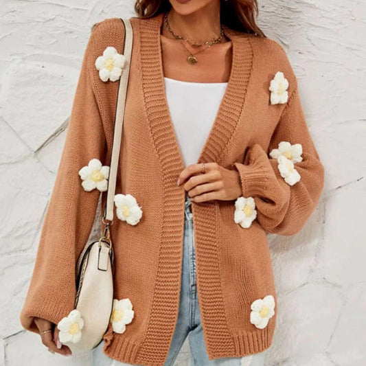 Women's Casual Cardigan | 3D Floral Design