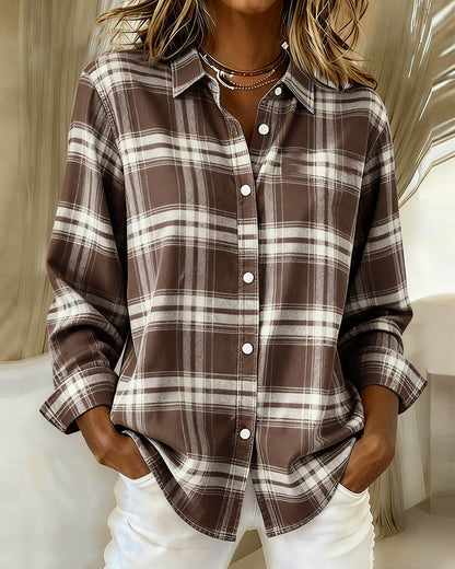 Women's Checked Shirt | Notched Collar Design