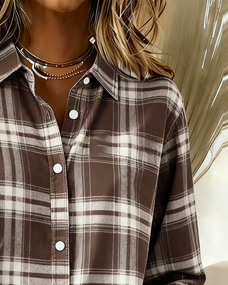 Women's Checked Shirt | Notched Collar Design