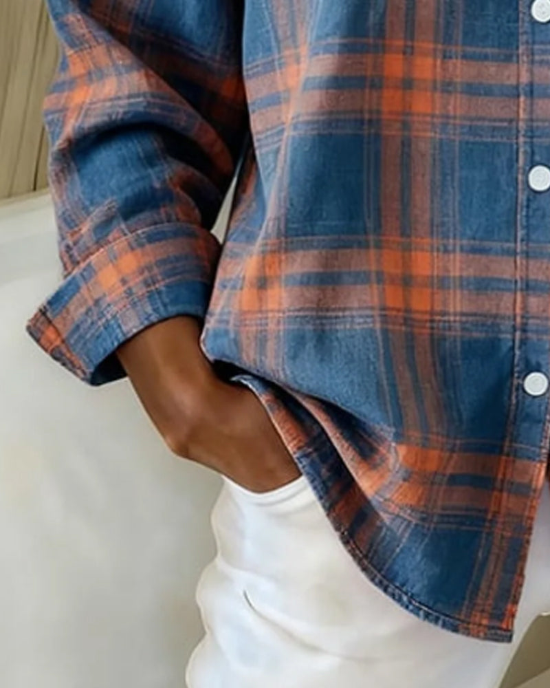 Women's Checked Shirt | Notched Collar Design