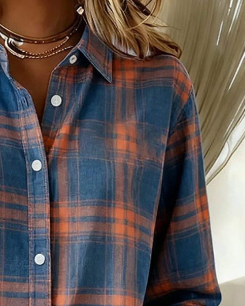 Women's Checked Shirt | Notched Collar Design