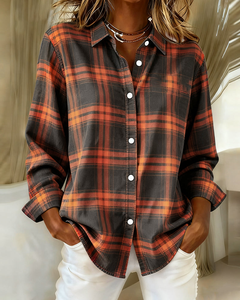 Women's Checked Shirt | Notched Collar Design