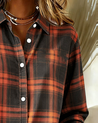 Women's Checked Shirt | Notched Collar Design