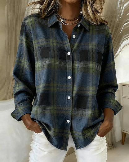 Women's Checked Shirt | Notched Collar Design